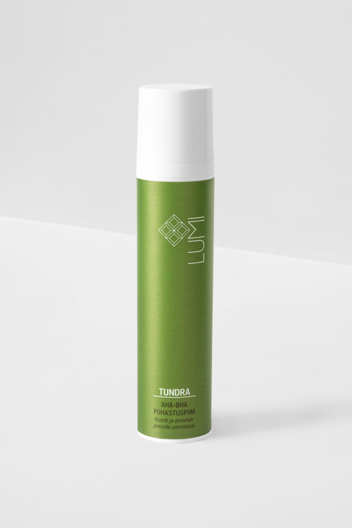 LUMI 100ml TUNDRA AHA-BHA Puhastuspiim. Koorib ja ennetab pooride ummistusi. Aknele kalduvale nahale.